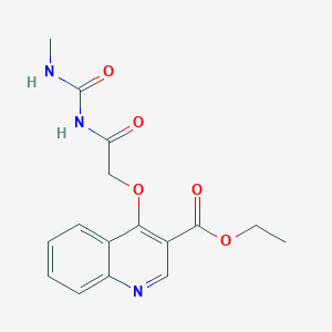 molecular formula C16H17N3O5 B502884 Ethyl 4-(2-{[(methylamino)carbonyl]amino}-2-oxoethoxy)-3-quinolinecarboxylate 