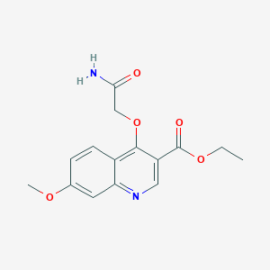 molecular formula C15H16N2O5 B502886 Ethyl 4-(2-amino-2-oxoethoxy)-7-methoxy-3-quinolinecarboxylate 