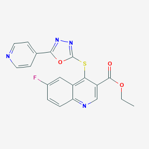 Ethyl 6-fluoro-4-{[5-(4-pyridinyl)-1,3,4-oxadiazol-2-yl]sulfanyl}-3-quinolinecarboxylate