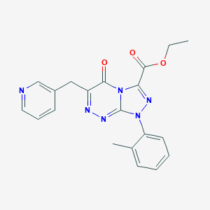 molecular formula C20H18N6O3 B502907 Ethyl 1-(2-methylphenyl)-5-oxo-6-(3-pyridinylmethyl)-1,5-dihydro[1,2,4]triazolo[3,4-c][1,2,4]triazine-3-carboxylate 