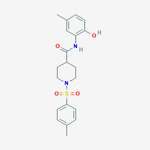 molecular formula C20H24N2O4S B5029090 N-(2-hydroxy-5-methylphenyl)-1-(4-methylphenyl)sulfonylpiperidine-4-carboxamide 