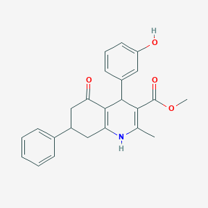 molecular formula C24H23NO4 B5029125 Methyl 4-(3-hydroxyphenyl)-2-methyl-5-oxo-7-phenyl-1,4,5,6,7,8-hexahydroquinoline-3-carboxylate 