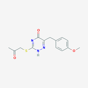 molecular formula C14H15N3O3S B502914 6-[(4-methoxyphenyl)methyl]-3-(2-oxopropylsulfanyl)-2H-1,2,4-triazin-5-one 