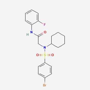 molecular formula C20H22BrFN2O3S B5029161 N~2~-[(4-bromophenyl)sulfonyl]-N~2~-cyclohexyl-N-(2-fluorophenyl)glycinamide 
