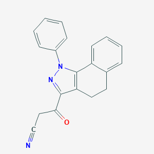 molecular formula C20H15N3O B502927 3-oxo-3-(1-phenyl-4,5-dihydro-1H-benzo[g]indazol-3-yl)propanenitrile 