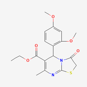 molecular formula C18H20N2O5S B5029598 ETHYL 5-(2,4-DIMETHOXYPHENYL)-7-METHYL-3-OXO-2H,3H,5H-[1,3]THIAZOLO[3,2-A]PYRIMIDINE-6-CARBOXYLATE 