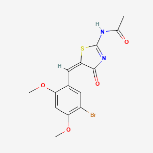 molecular formula C14H13BrN2O4S B5029641 N-[(5E)-5-[(5-bromo-2,4-dimethoxyphenyl)methylidene]-4-oxo-1,3-thiazol-2-yl]acetamide 