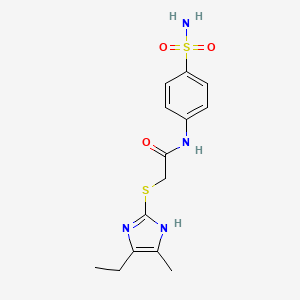 molecular formula C14H18N4O3S2 B5029643 N~1~-[4-(AMINOSULFONYL)PHENYL]-2-[(5-ETHYL-4-METHYL-1H-IMIDAZOL-2-YL)SULFANYL]ACETAMIDE 