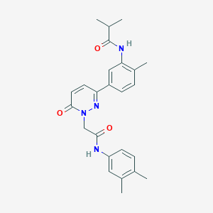 molecular formula C25H28N4O3 B5029903 N-[5-(1-{2-[(3,4-dimethylphenyl)amino]-2-oxoethyl}-6-oxo-1,6-dihydropyridazin-3-yl)-2-methylphenyl]-2-methylpropanamide 