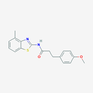 molecular formula C18H18N2O2S B502998 3-(4-methoxyphenyl)-N-(4-methyl-1,3-benzothiazol-2-yl)propanamide CAS No. 853354-71-9
