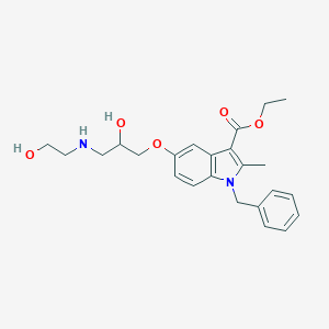 molecular formula C24H30N2O5 B503015 ethyl 1-benzyl-5-{2-hydroxy-3-[(2-hydroxyethyl)amino]propoxy}-2-methyl-1H-indole-3-carboxylate CAS No. 347369-19-1