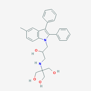 molecular formula C28H32N2O4 B503018 2-((2-hydroxy-3-(5-methyl-2,3-diphenyl-1H-indol-1-yl)propyl)amino)-2-(hydroxymethyl)propane-1,3-diol CAS No. 500015-22-5
