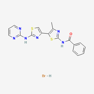 molecular formula C18H15BrN6OS2 B5030358 N-[4-methyl-5-[2-(pyrimidin-2-ylamino)-1,3-thiazol-4-yl]-1,3-thiazol-2-yl]benzamide;hydrobromide 