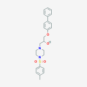molecular formula C26H30N2O4S B503064 4-[2-Hydroxy-3-(4-phenylphenoxy)propyl]-1-[(4-methylphenyl)sulfonyl]piperazine CAS No. 890593-16-5