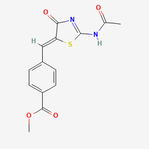 molecular formula C14H12N2O4S B5030646 methyl 4-[(Z)-(2-acetamido-4-oxo-1,3-thiazol-5-ylidene)methyl]benzoate 