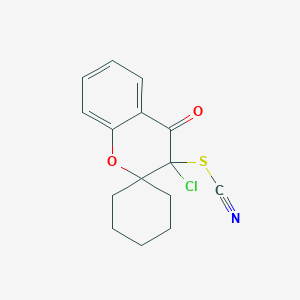 molecular formula C15H14ClNO2S B503077 3-chloro-4-oxo-3,4-dihydrospiro[2H-chromene-2,1'-cyclohexane]-3-yl thiocyanate 