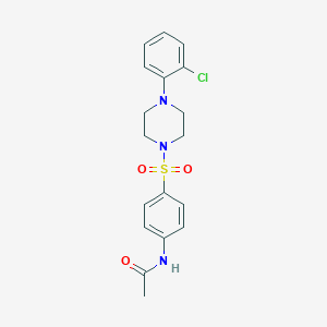 molecular formula C18H20ClN3O3S B503086 N-(4-{[4-(2-chlorophenyl)piperazinyl]sulfonyl}phenyl)acetamide CAS No. 150558-72-8