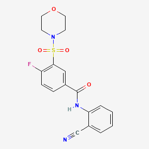 molecular formula C18H16FN3O4S B5030960 N-(2-cyanophenyl)-4-fluoro-3-morpholin-4-ylsulfonylbenzamide 