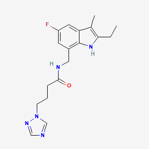 molecular formula C18H22FN5O B5030986 N-[(2-ethyl-5-fluoro-3-methyl-1H-indol-7-yl)methyl]-4-(1,2,4-triazol-1-yl)butanamide 
