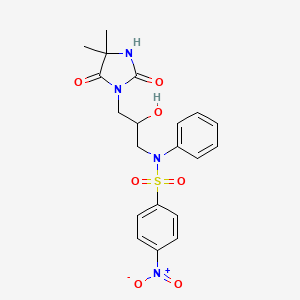 molecular formula C20H22N4O7S B5031238 N-[3-(4,4-DIMETHYL-2,5-DIOXOIMIDAZOLIDIN-1-YL)-2-HYDROXYPROPYL]-4-NITRO-N-PHENYLBENZENE-1-SULFONAMIDE 