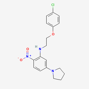 molecular formula C18H20ClN3O3 B5031534 N-[2-(4-chlorophenoxy)ethyl]-2-nitro-5-(pyrrolidin-1-yl)aniline 