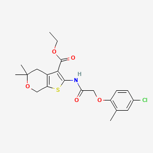 molecular formula C21H24ClNO5S B5032206 Ethyl 2-[[2-(4-chloro-2-methylphenoxy)acetyl]amino]-5,5-dimethyl-4,7-dihydrothieno[2,3-c]pyran-3-carboxylate 