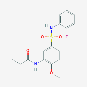 molecular formula C16H17FN2O4S B5032362 N-[5-[(2-fluorophenyl)sulfamoyl]-2-methoxyphenyl]propanamide 