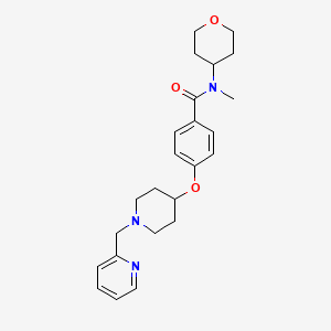 molecular formula C24H31N3O3 B5032732 N-methyl-4-{[1-(2-pyridinylmethyl)-4-piperidinyl]oxy}-N-(tetrahydro-2H-pyran-4-yl)benzamide 