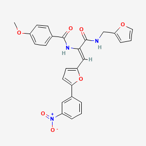 molecular formula C26H21N3O7 B5033169 N-{1-{[(2-furylmethyl)amino]carbonyl}-2-[5-(3-nitrophenyl)-2-furyl]vinyl}-4-methoxybenzamide 