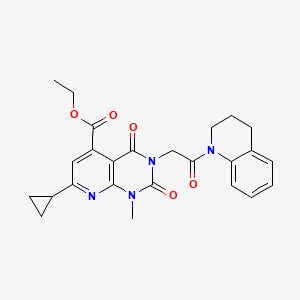 molecular formula C25H26N4O5 B5033308 ETHYL 7-CYCLOPROPYL-1-METHYL-2,4-DIOXO-3-[2-OXO-2-(1,2,3,4-TETRAHYDROQUINOLIN-1-YL)ETHYL]-1H,2H,3H,4H-PYRIDO[2,3-D]PYRIMIDINE-5-CARBOXYLATE 