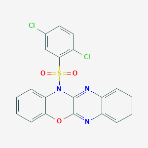 molecular formula C20H11Cl2N3O3S B503344 12-[(2,5-dichlorophenyl)sulfonyl]-12H-quinoxalino[2,3-b][1,4]benzoxazine 
