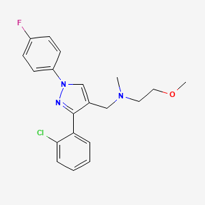 molecular formula C20H21ClFN3O B5033824 N-{[3-(2-chlorophenyl)-1-(4-fluorophenyl)-1H-pyrazol-4-yl]methyl}-2-methoxy-N-methylethanamine 