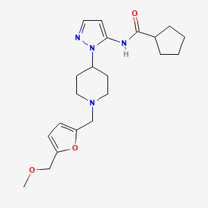 molecular formula C21H30N4O3 B5033845 N-[1-(1-{[5-(methoxymethyl)-2-furyl]methyl}-4-piperidinyl)-1H-pyrazol-5-yl]cyclopentanecarboxamide 