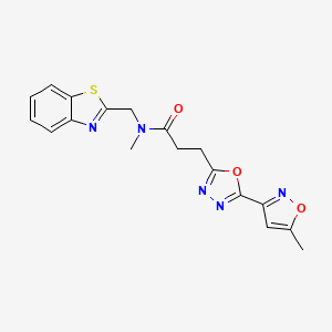 molecular formula C18H17N5O3S B5033865 N-(1,3-benzothiazol-2-ylmethyl)-N-methyl-3-[5-(5-methyl-3-isoxazolyl)-1,3,4-oxadiazol-2-yl]propanamide 