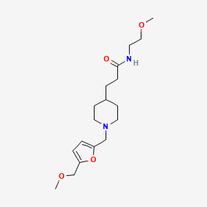 molecular formula C18H30N2O4 B5033894 N-(2-methoxyethyl)-3-[1-[[5-(methoxymethyl)furan-2-yl]methyl]piperidin-4-yl]propanamide 