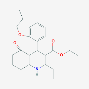 molecular formula C23H29NO4 B5033944 Ethyl 2-ethyl-5-oxo-4-(2-propoxyphenyl)-1,4,5,6,7,8-hexahydroquinoline-3-carboxylate 