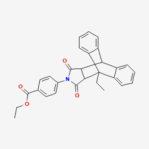 molecular formula C29H25NO4 B5033948 Ethyl 4-(1-ethyl-16,18-dioxo-17-azapentacyclo[6.6.5.0~2,7~.0~9,14~.0~15,19~]nonadeca-2,4,6,9,11,13-hexaen-17-yl)benzoate (non-preferred name) 