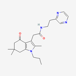 molecular formula C22H30N4O2 B5034030 N-[2-(2-pyrazinyl)ethyl]-2-(2,6,6-trimethyl-4-oxo-1-propyl-4,5,6,7-tetrahydro-1H-indol-3-yl)acetamide 