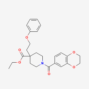 molecular formula C25H29NO6 B5034044 ethyl 1-(2,3-dihydro-1,4-benzodioxin-6-ylcarbonyl)-4-(2-phenoxyethyl)-4-piperidinecarboxylate 