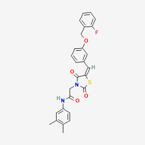 molecular formula C27H23FN2O4S B5034120 N-(3,4-dimethylphenyl)-2-[(5E)-5-{3-[(2-fluorobenzyl)oxy]benzylidene}-2,4-dioxo-1,3-thiazolidin-3-yl]acetamide 