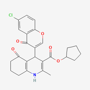 molecular formula C25H24ClNO5 B5034258 cyclopentyl 4-(6-chloro-4-oxo-4H-chromen-3-yl)-2-methyl-5-oxo-1,4,5,6,7,8-hexahydroquinoline-3-carboxylate CAS No. 5866-87-5