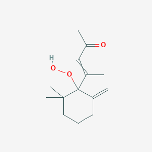 molecular formula C14H22O3 B050343 4-(1-Hydroperoxy-2,2-dimethyl-6-methylene-cyclohexyl)-pent-3-en-2-one CAS No. 125284-20-0