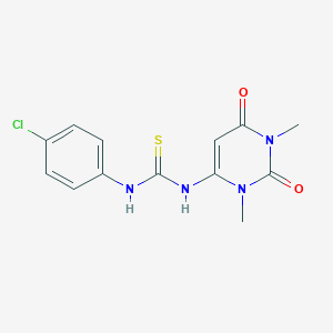 molecular formula C13H13ClN4O2S B503432 N-(4-chlorophenyl)-N'-(1,3-dimethyl-2,6-dioxo-1,2,3,6-tetrahydro-4-pyrimidinyl)thiourea 
