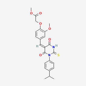 molecular formula C24H24N2O6S B5034339 METHYL 2-(4-{[(5E)-4,6-DIOXO-1-[4-(PROPAN-2-YL)PHENYL]-2-SULFANYLIDENE-1,3-DIAZINAN-5-YLIDENE]METHYL}-2-METHOXYPHENOXY)ACETATE 