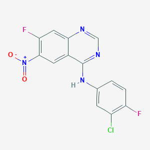 N-(3-chloro-4-fluorophenyl)-7-fluoro-6-nitroquinazolin-4-amine