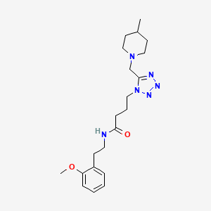 molecular formula C21H32N6O2 B5034535 N-[2-(2-methoxyphenyl)ethyl]-4-{5-[(4-methyl-1-piperidinyl)methyl]-1H-tetrazol-1-yl}butanamide 