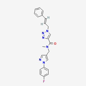 molecular formula C23H21FN6O B5034618 N-{[1-(4-fluorophenyl)-1H-pyrazol-4-yl]methyl}-N-methyl-1-[(2E)-3-phenyl-2-propen-1-yl]-1H-1,2,3-triazole-4-carboxamide 