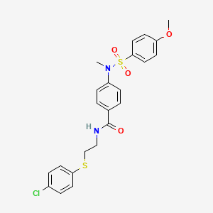 molecular formula C23H23ClN2O4S2 B5034657 N-{2-[(4-chlorophenyl)thio]ethyl}-4-[[(4-methoxyphenyl)sulfonyl](methyl)amino]benzamide 