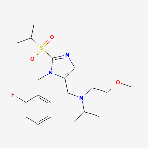 molecular formula C20H30FN3O3S B5034695 N-[[3-[(2-fluorophenyl)methyl]-2-propan-2-ylsulfonylimidazol-4-yl]methyl]-N-(2-methoxyethyl)propan-2-amine 