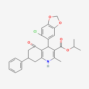 molecular formula C27H26ClNO5 B5034792 Propan-2-yl 4-(6-chloro-1,3-benzodioxol-5-yl)-2-methyl-5-oxo-7-phenyl-1,4,5,6,7,8-hexahydroquinoline-3-carboxylate 